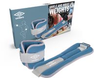 Umbro Gewichtsmanchetten, gewichten voor benen en armen, 2 stuks van 500 gram, verstelbaar met klittenbandsluiting, comfortabele pasvorm, grijs/blauw