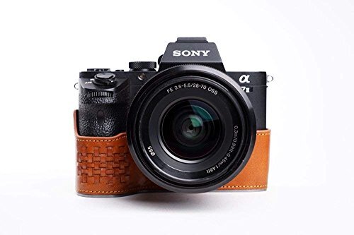 Zakao Sony A7R ii Hoes, Handgemaakte Echt Lederen Half Camera Hoesje Cover voor Sony A7M2 A7 II A7R II A7R Mark II Onderzijde Opening Versie Met Hand Band