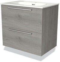 Maxaro Badkamermeubel 70cm Modulo Grijs Eiken 2 Lades Vlak Wastafel Keramiek