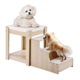 VEVOR Stapelbed voor huisdieren met trap, hond/kat raambaars, meerdere niveaus bed raam baars hond nachtkastje slaper, lounge verhoogd zitplatform met schuimkussen, huisdierbedbank voor nachtkastje