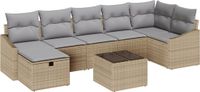 vidaXL Canapé 7 pièces Poly rotin Beige/Gris clair
