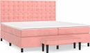 vidaXL Boxspringbed met matras, fluweel, roze, 200x200 cm