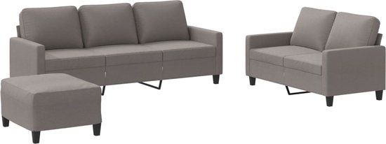 vidaXL 3-delige Loungeset met kussens stof taupe