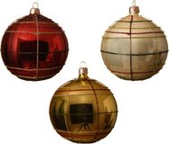 Decoris Kaemingk Kerstbal glas d10 cm deco ruit a3 Decoris