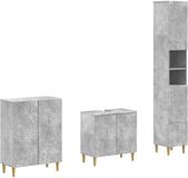 vidaXL - 3-delig - badkamerkast - set - DELFT - Betongrijs - Bewerkt - hout