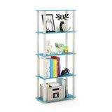 Furinno 5 niveaus multifunctionele plank met vierkante buizen, hout, lichtblauw/wit, 29,46 x 59,94 x 145,8 cm