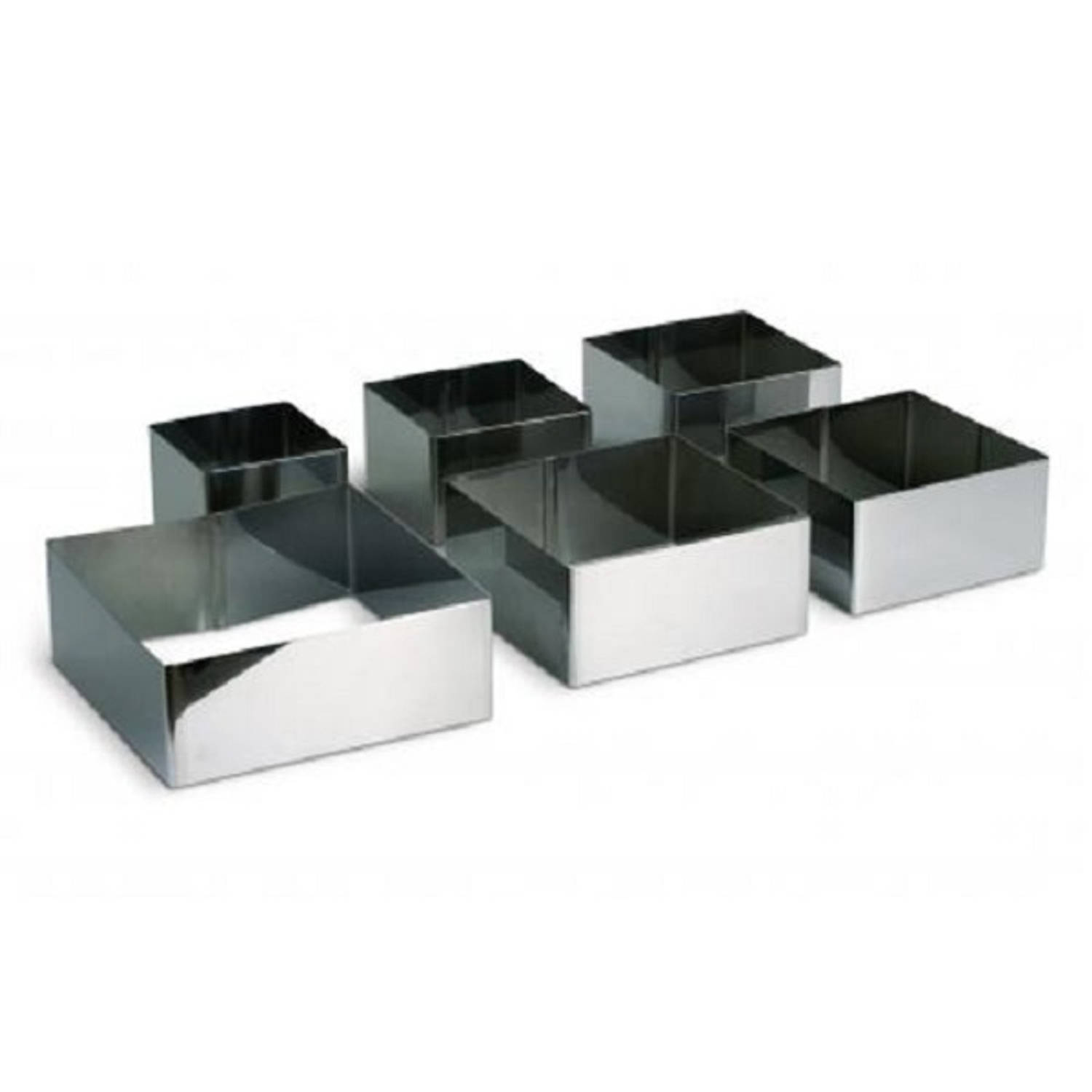 Habitas4U Set van 4 - Vierkante taartring / kookring - 6cm