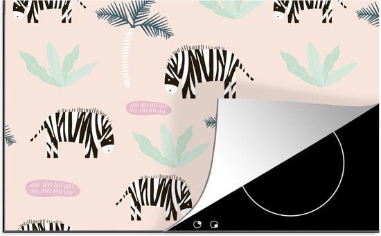 KitchenYeah® Inductie beschermer 77x51 cm - Zebra - Boom - Pastel - Inductie kookplaat accessoire