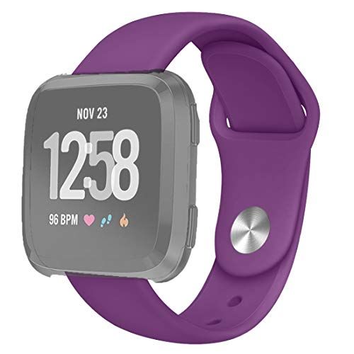 By Qubix Qubix siliconen bandje voor Fitbit Versa 1/2 & Lite - Donkerpaars - Small