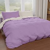 PETTI Artigiani Italiani Dekbedovertrek 250 x 200 cm met 2 kussenslopen 50 x 80 cm, zachte microvezel, lila - crème
