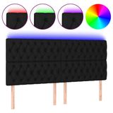 vidaXL Hoofdbord LED - 180x7x78/88 cm - Stof - Zwart