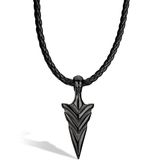 SERASAR Leren Herenketting [Arrow] - Zwart 50cm - Gevlochten Halsband