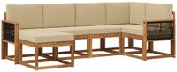 vidaXL - Buiten - bank - set - 6 - st - Natuurlijk - en - Beige - Massief - Acacia - Hout