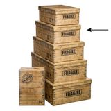 5Five Opbergdoos/box - 2x - houtkleur - L36 x B24.5 x H12.5 cm - Stevig karton - Woodybox