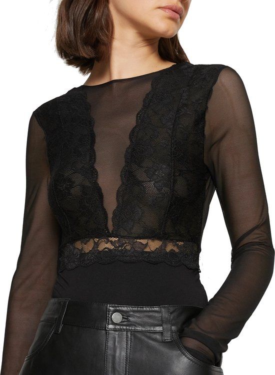 PIECES Sicca Bodystocking - Zwart - Maat S/M