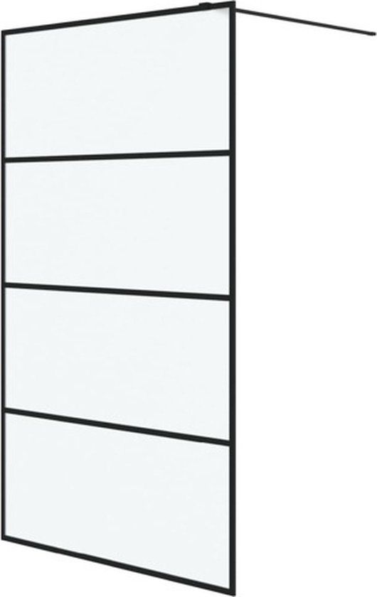 vidaXL Inloopdouchewand - 115x195 cm - mat - ESG-glas - zwart