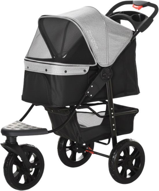 Zenzee - Hondenbuggy opvouwbaar - Hondenkar - Grijs+Zwart 109,5 x 57,5 x 106,5 cm