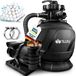 tillvex Système de filtration à sable pour piscine 10 m³/h incl. 800g balles filtrantes AquaBlack Pro | Système de filtration avec vanne 7 voies et adaptateur 2 en 1 Ø32mm - 38mm | Filtre de piscine avec manomètre | Filtre à sable pour piscine