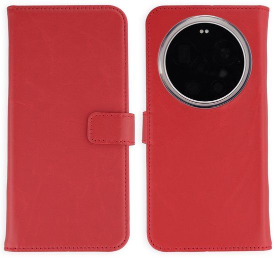 Selencia Echt Leren Bookcase voor de Xiaomi 17 Ultra - Rood