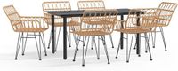 vidaXL 7-delige tuinset poly rotan bruin