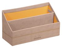 RHODIA 194607C - Brievenhouder Roze Toets - 25 x 10 x 14 cm - Oranje Zadelstiksel - Buitenkant in Imitatieleer - Home Office Rhodiarama Collectie - Bureauorganisatie en Stijlvolle Opberging