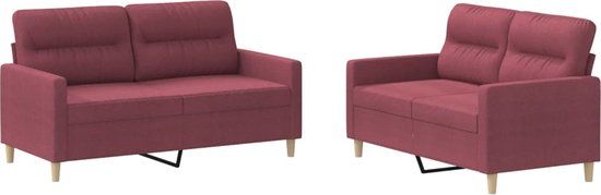 vidaXL 2-delige Loungeset met kussens stof wijnrood