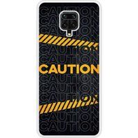 Redmi Bedrukt siliconen hoesje compatibel met Redmi Note 9 Pro Caution