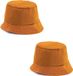 Merkloos Vissershoedje - 2x stuks - Oranje - Polyester - Unisex - Wasbaar - Volwassenen - Koningsdag Zonnehoedje