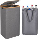 Relaxdays Statiegeld prullenbak - 100 liter - met deksel en tas - grijs