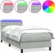 vidaXL Boxspringbed met matras en LED-verlichting, lichtgrijs, 80x220 cm, fluweel