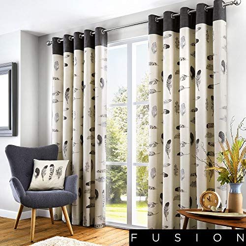 Fusion Idaho Cotton Eyelet Curtains - 90x72" - Charcoal