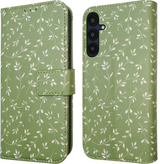 imoshion Design Bookcase Hoesje voor Samsung Galaxy A25 (5G) - Green Flowers