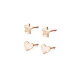 CO88 Collection 8CE-70014 - Set van 2 oorknoppen in staal - hart en ster - 6 mm - rosékleurig