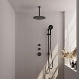 Brauer Black Carving Thermostatische Regendoucheset Inbouw - Hoofddouche 30 cm - Handdouche 3 Standen - Doucheslang - Geintegreerde Glijstang - Mat Zwart