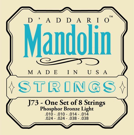 D'Addario EJ73 Mandoline Snarenset - Phosphor Bronze - 10-38