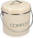 PEAM Composteur - Seau à compost - Métal - 5L - Avec 3x filtre anti-odeur - Crème