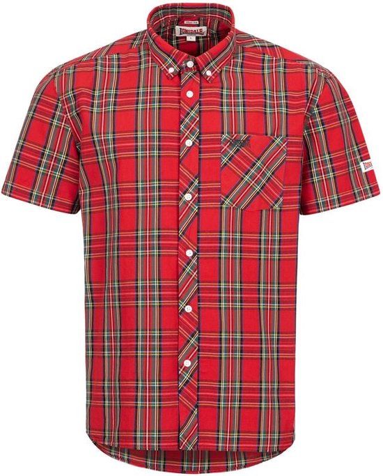 Lonsdale London Brixworth Heren Shirt met korte mouwen - rood/marineblauw - XL