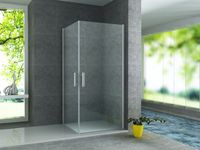 Aloni Douchecabine Met Dubbele Draaideur 90x90x190cm - Rechthoekig - Veiligheidsglas