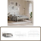 vidaXL Bedframe met hoofd- en voeteneinde Metaal Wit 140x200 cm
