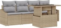 vidaXL Tuinbank Set 5-delig Beige en Lichtgrijs