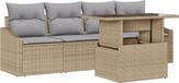 vidaXL Tuinbank Set 5-delig Beige en Lichtgrijs