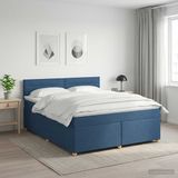 vidaXL Boxspringbed met matras en hoofdeinde, blauw, 180 x 200 cm, stof