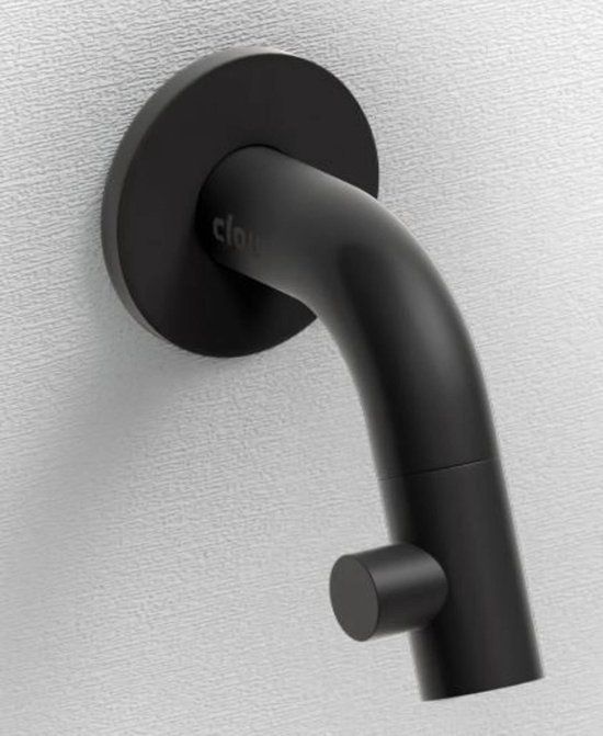 Clou Kaldur Fonteinkraan - Wandmontage - Messing - Zwart Mat