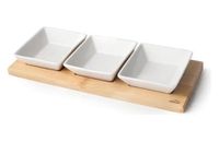 Lacor - 61240 - bamboe dienblad, 100% bamboe en porselein, 3 vakken, vaatwasmachinebestendig