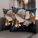 PETTI Artigiani Italiani - Paar kussenslopen 65 x 65 cm van microvezel, decoratief kussen voor slaapkamer, bank, woonkamer, set van 2 kussenslopen, bloemenpatroon 06 5, 100% Made in Italy
