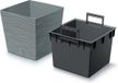 Prosperplast Plantenpot/bloempot Furu Stripes - voor buiten - kunststof - lichtgrijs - vierkant - D29.5 x H29 cm