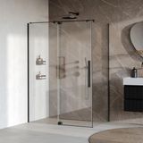 Brauer Stellar - Douchecabine met Draaideur - Helder Glas - 140x80x200 cm - Omkeerbaar - incl. Glascoating - Mat Zwart
