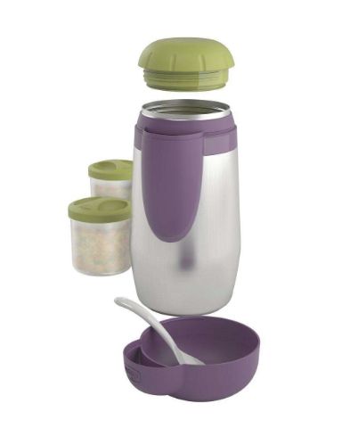 Chicco Babyvoedingsbakjes - Groen/Violet - 2 stuks - 250ml - Met Lepel