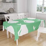 Bonamaison Tafelkleed, Anti-Mold, Sneldrogend, Waterdicht, 100% Polyester Tafellaken, Petroleum Groen, Wit, 140 x 160 Cm