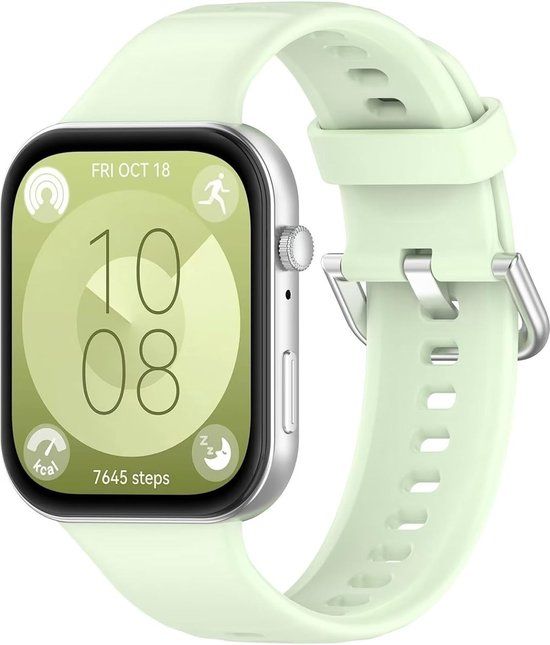 Strap-it Siliconen bandje met gesp - geschikt voor Huawei Watch Fit 3 - Lichtgroen